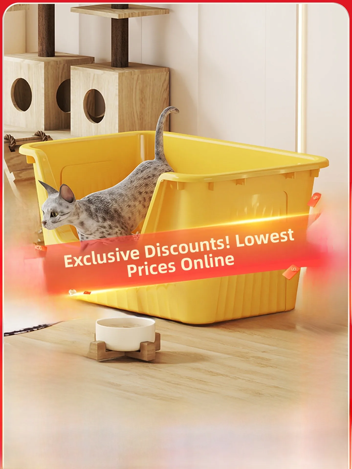

Large Capaci Open-Top Litter Box XL Size Spla-Proof Semi-Closed Design Inteated Toilet for s Home Daily Use