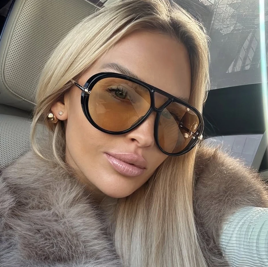 

Oversized Punk Pilot Sunglasses Women's Retro Metal Frame Sunglasses Men's Glasses UV400 Goggles Fashion Large Frame Sunglasses