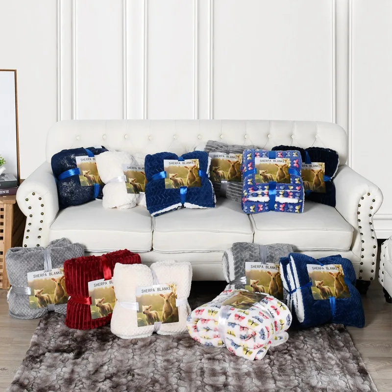 Draw Double Blanket Single Solid Color Flannel Blanket Office Sofa Blanket Quilt Cloud Fleece