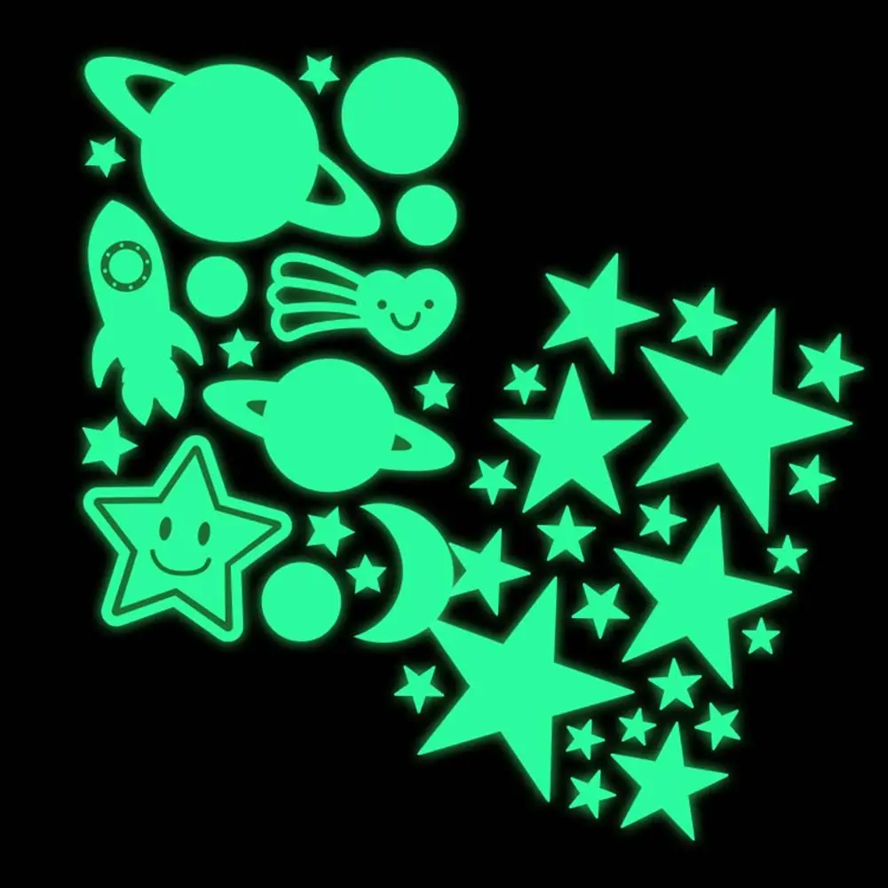 DIY Moon Universe Nursery Ornament Home Decoration Stars Dots Fluorescent Bubble Sticker 3D Luminous Decal Wall Art