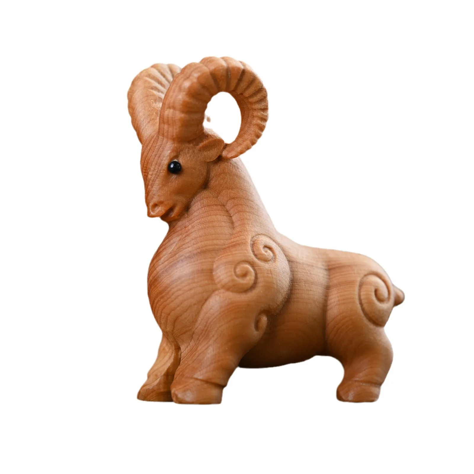 Cliff Cypress Wood Carving Zodiac Sheep Ornament Miniature things Creative Figurine Office Desktop Home Decoration gift