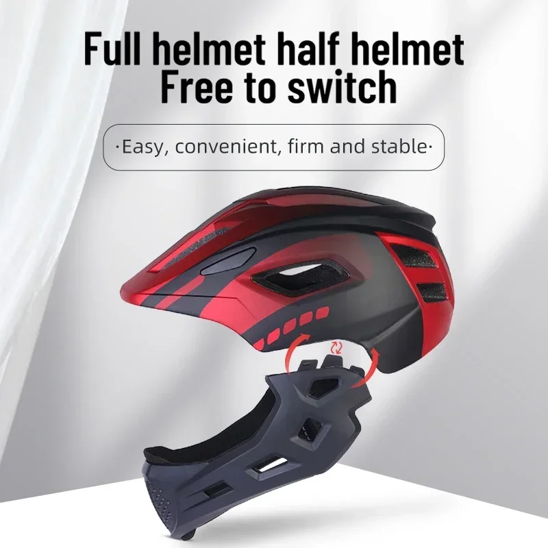 Eastinear Children's Bicycle Helmet LED Lightweight Adjustable Skateboard Roller Skating Full Face Detachable Riding Helmet