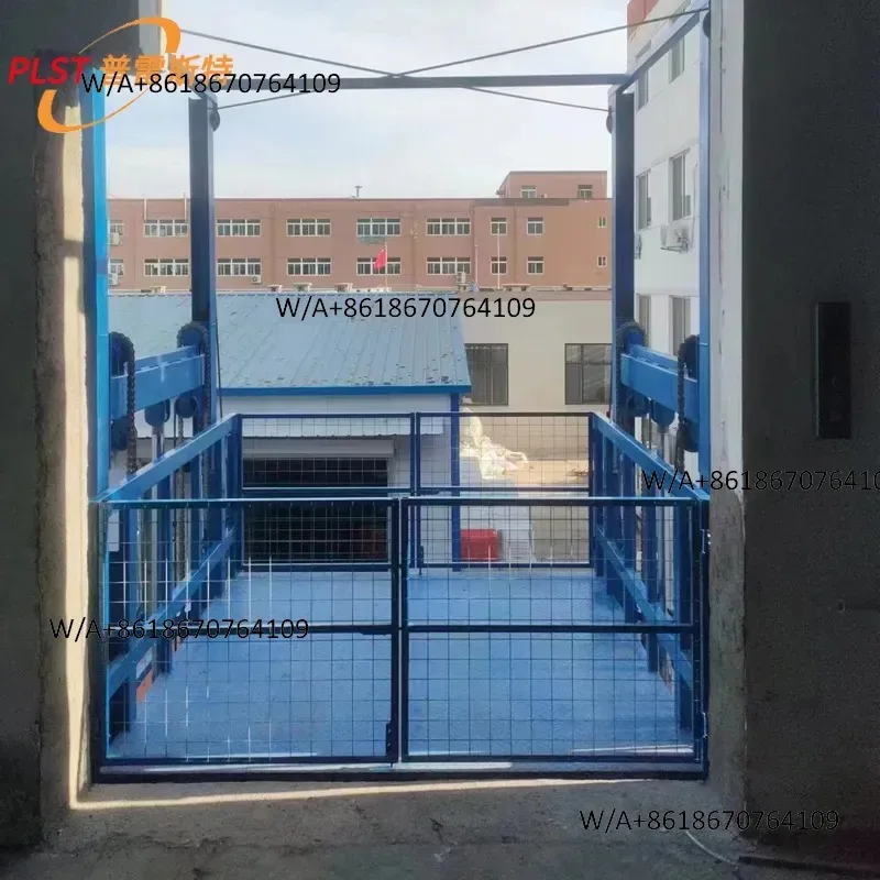 Guide rail type hydraulic lift freight elevator, factory two floors small workshop warehouse simple pickup machine industrial