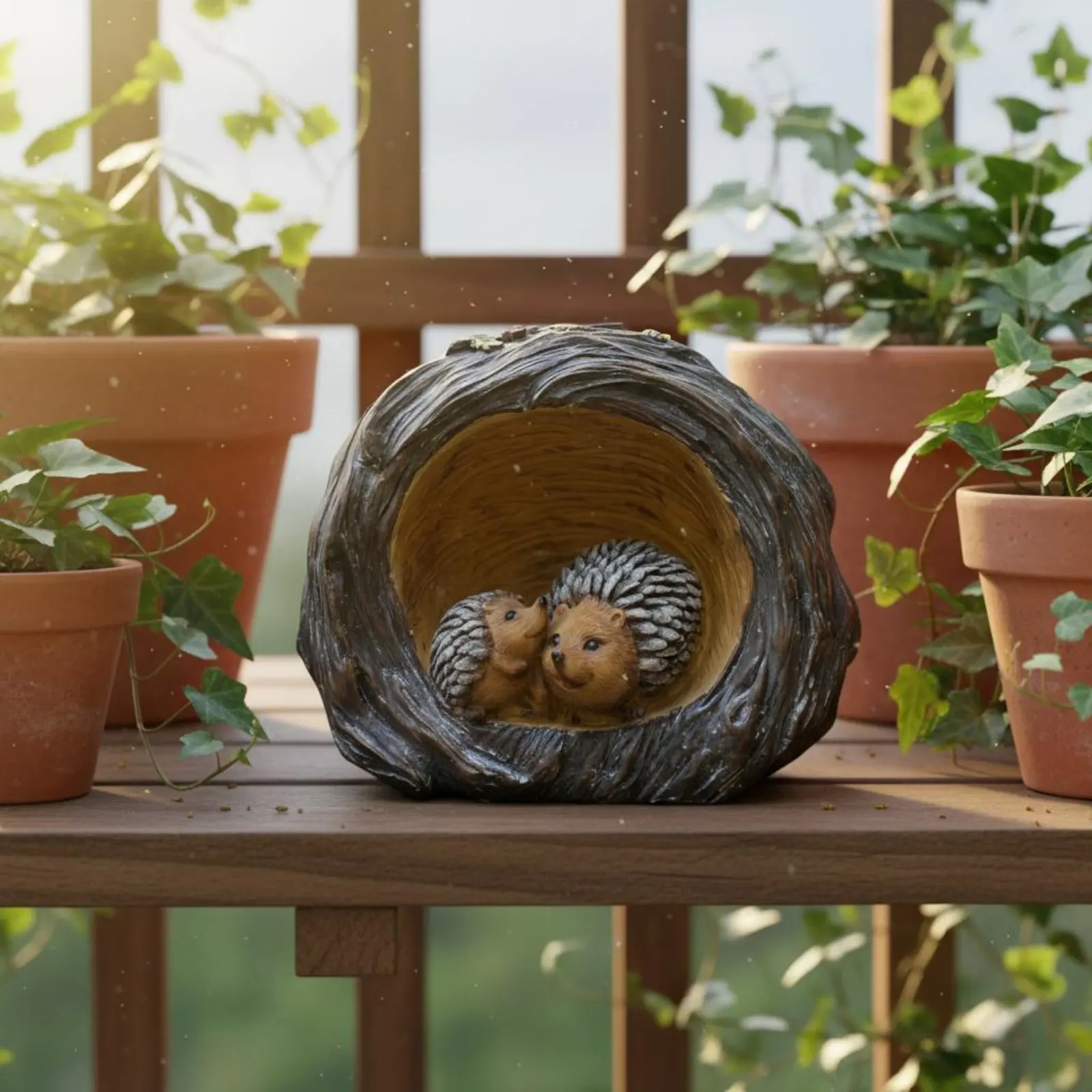 ライトアップされた生き物の装飾品-防水樹脂製ハリネズミ像-照明付き樹脂製ハリネズミ置物-暖かく光るライト-芝生用