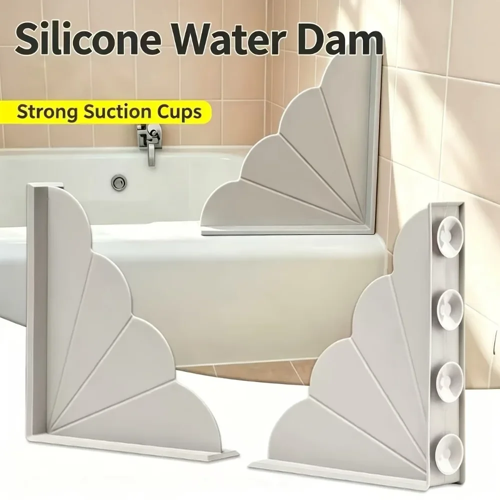Bathtub Splash Guard with Suction Cups Corner Water Barrier for Sink Shower Reusable Anti Splash Stop Panel Bathtub Accessories