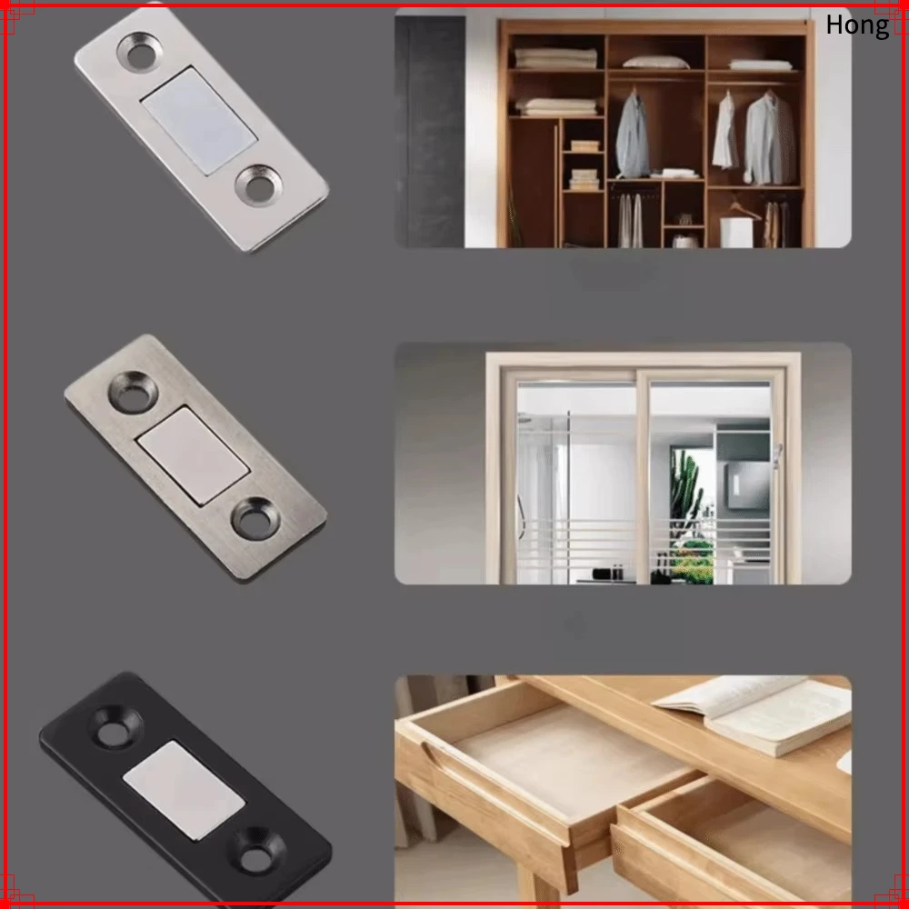 Punch Free Stainless Door Closer Ultra Thin Adhesive Magnetic Cabinet Catch Strong Furniture Fittings Kitchen Closet Closer