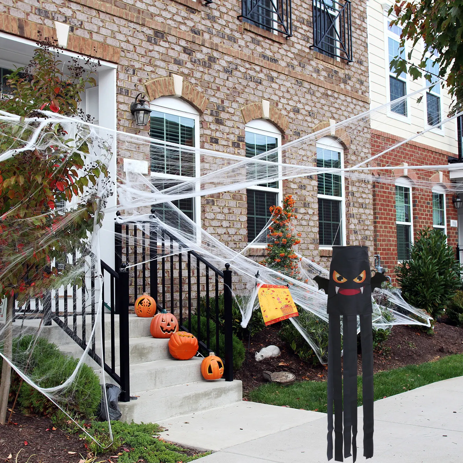 1Pcs Halloween Wind Flag Premium Polyester Windsock Decoration Hanging Ghost Wind Indicator for Yard Garden Party Outdoor