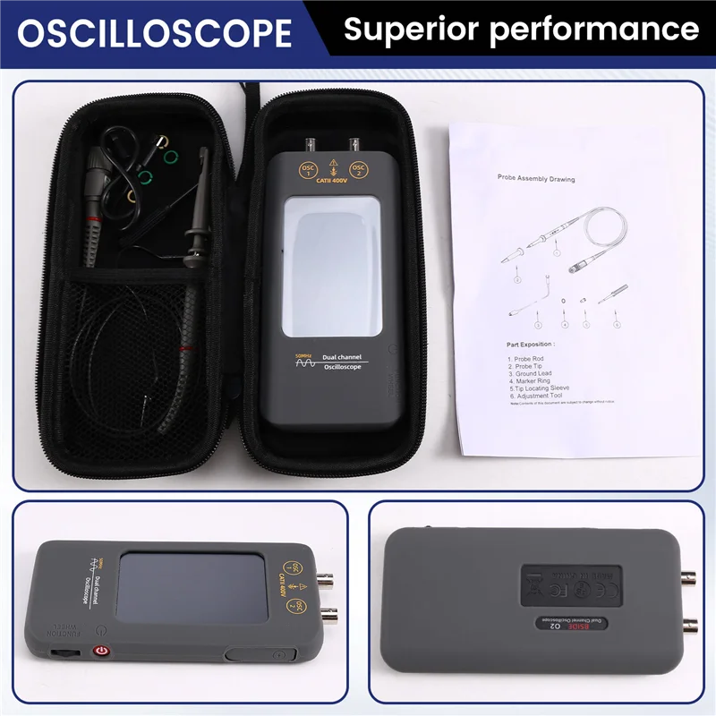 

ABPR-BSIDE Touch Screen Digital Oscilloscope Tools Graphic Tester Signal Generator Handheld Digital Oscilloscope Dual Channel 50