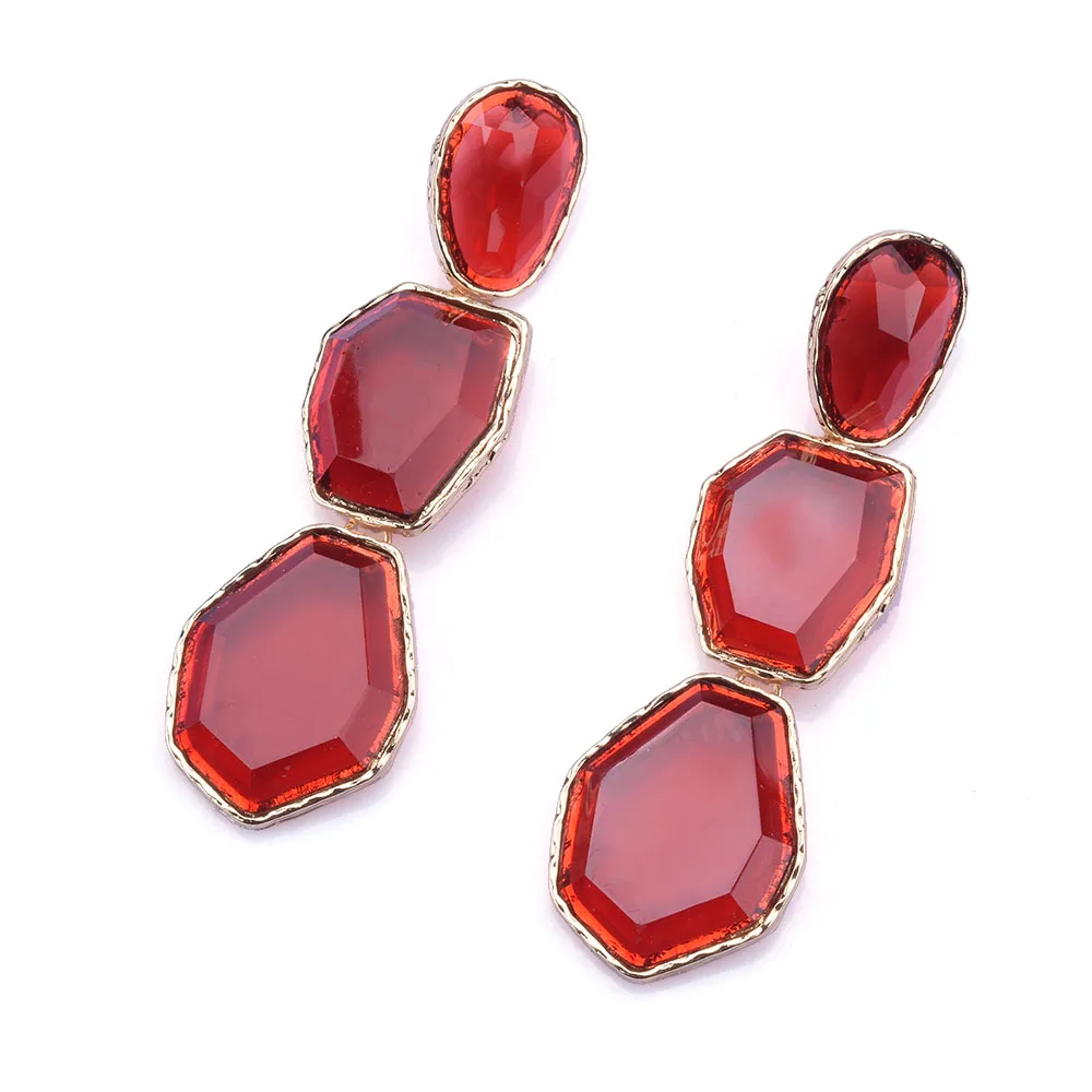 2026 موضة جديدة غير النظامية الراتنج بيان استرخى أقراط مجوهرات نسائية أخضر أرجواني أزرق وردي أحمر أسود الراتنج الأقراط الطويلة #6