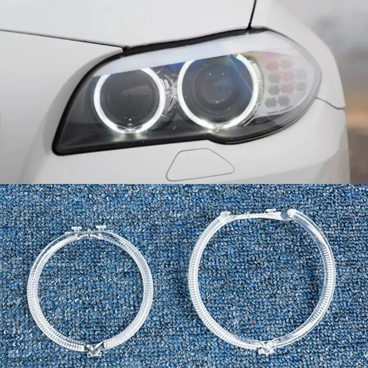 For BMW 5 Series F10 F18 Car Accessories DRL Daytime Running Lights Guide Ring Headlight Angel Eyes Light Tube 2011 2012 2013