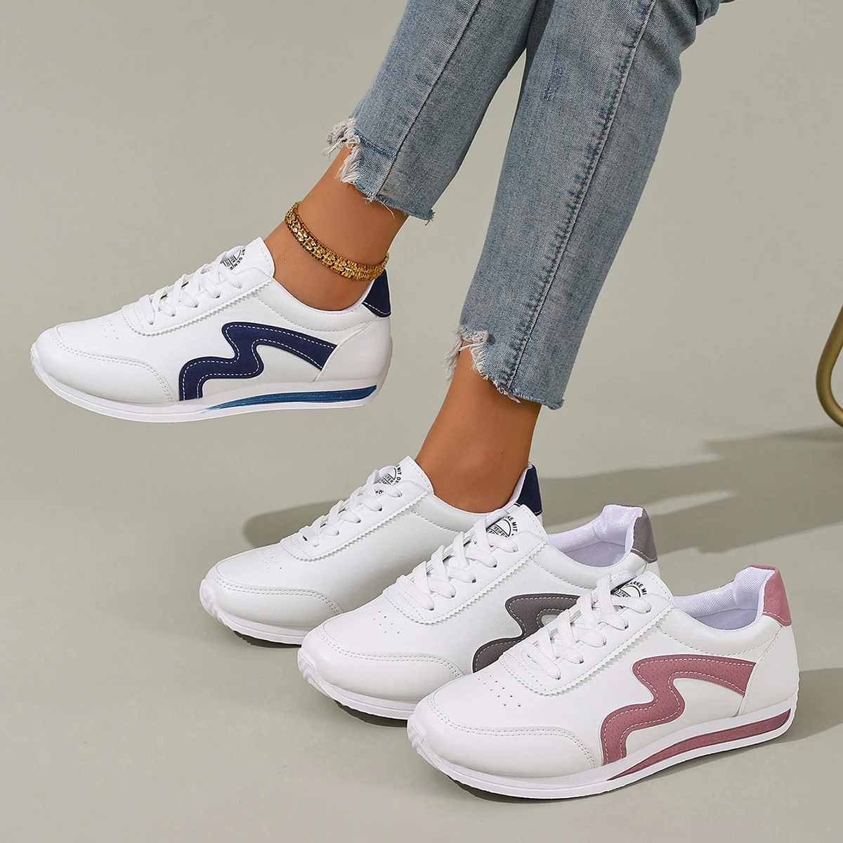New Women Retro Casual Walking Shoes Spring Autumn Flat Lace Up Breathable Sneakers Fashion Flat Sneakers for Women Size 35‑43