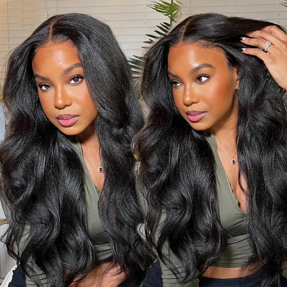 

Kinky Straight And Body Wave Wig One Wig Four Looks 5x5 Lace Closure Human Hair Glueless Wigs Ready To Wear For Women