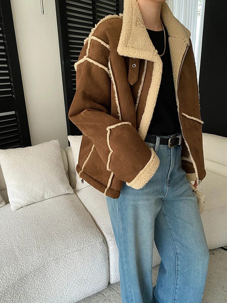 FANAN Office Lady Faux Fur Coats For Women Lapel Single Breasted Thick Warm Long Sleeve Temperament Jackets Winter New 2025