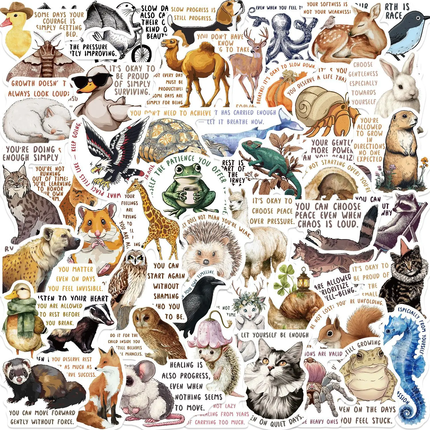 

50PCS Medieval Animal Phrases Graffiti Stickers Can Decorate DIY Ledger Phone Case Headphones iPad Waterproof Stickers Kids Toy
