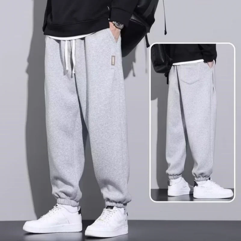 Men's Sweatpants Size M-6XL Sportswear Elastic Waist Casual Baggy Pants Black Grey Cotton Joggers Male Loose Trousers