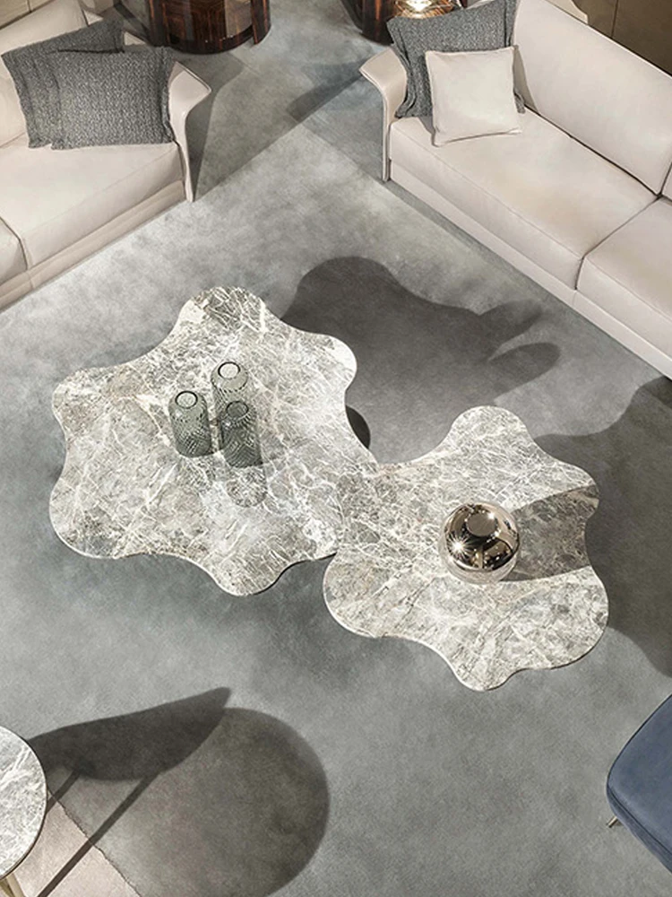 Special-Shaped Natural Marble Tea Table High-Grade Modern Light Luxury Tea Table