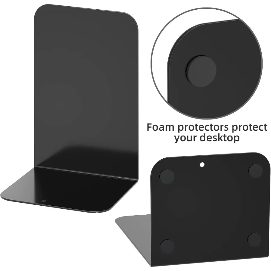 مساند كتب معدنية سوداء شديدة التحمل مصممة للأرفف مثالية لتنظيم الكتب الثقيلة في المكاتب المنزلية والبيئات المدرسية #6