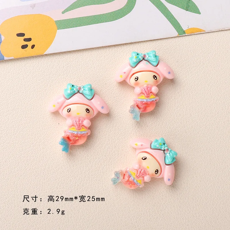 10PCS Resin Cartoon Color Mermaid Series Flatback Stone Home Decor Princess Fairy Figurine Scrapbook DIY Accessories Craft