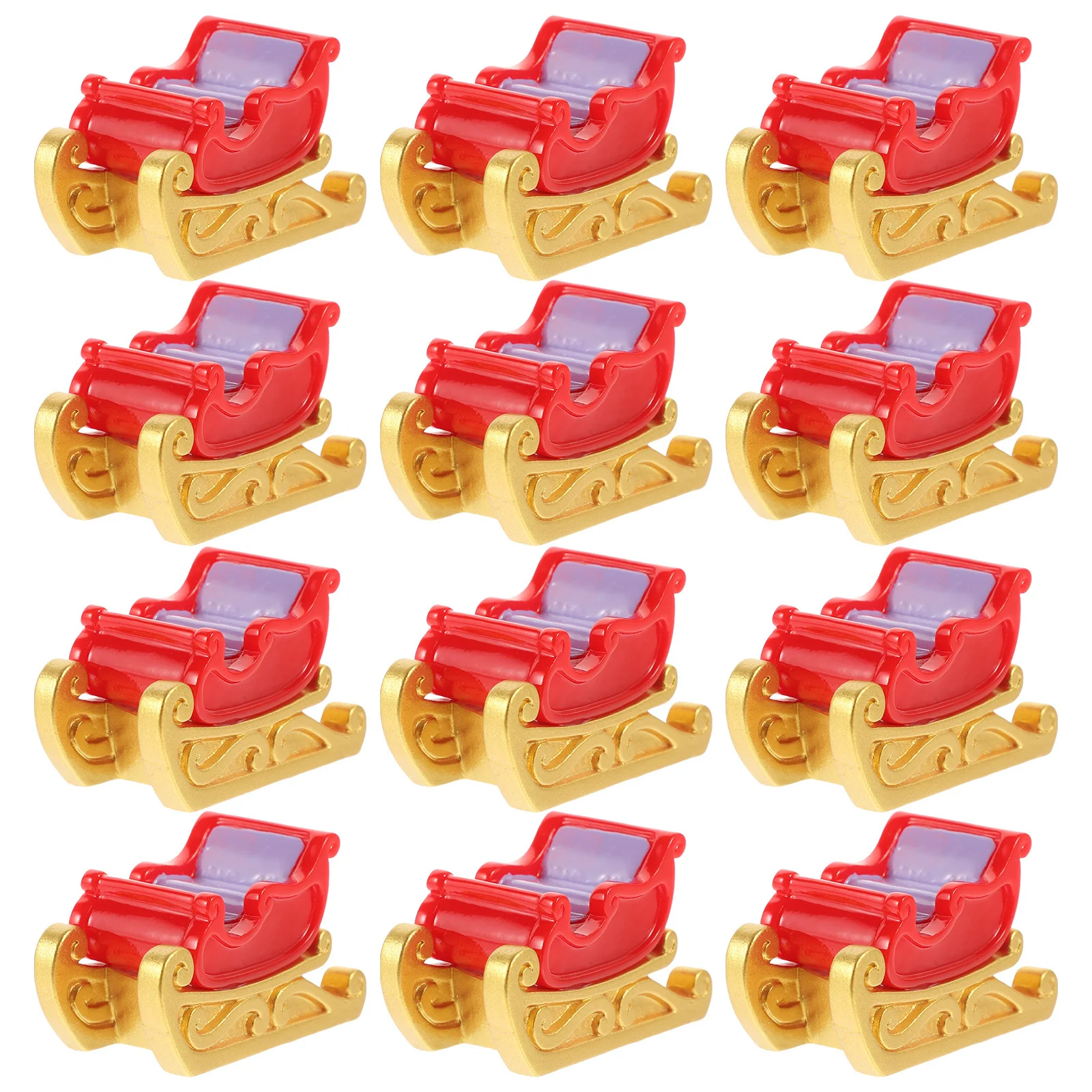 

12Pcs Resin Sleigh Carriage Decor Mini Christmas Sleigh Ornaments Table Centerpiece Party Favors Holiday Crafting Decoration