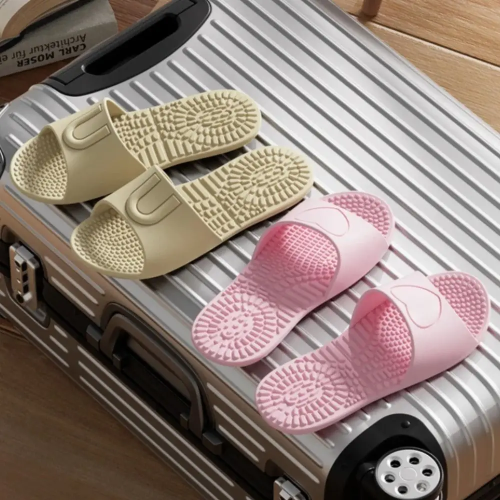 Soft Women Bathroom Massage Sandals Quick Dry Lightweight EVA Foldable Slippers Portable Non Slip Flat Home Slides
