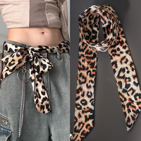 Sexy Leopard Polka Silk Scarf Luxe Versatile Silk Scarf Leopard Print Long Scarf Women Retro Tie Multifunction Satin Hair Band