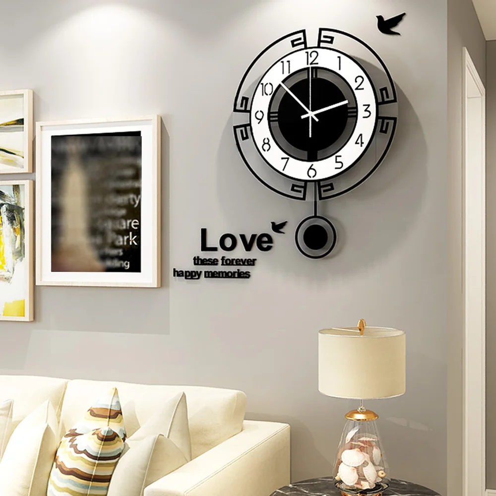 Modern Europe Style Large Swing Wall Clock Modern Nordic Living Room Silent Pendulum Wall Clock Vintage Quartz Mute Watch