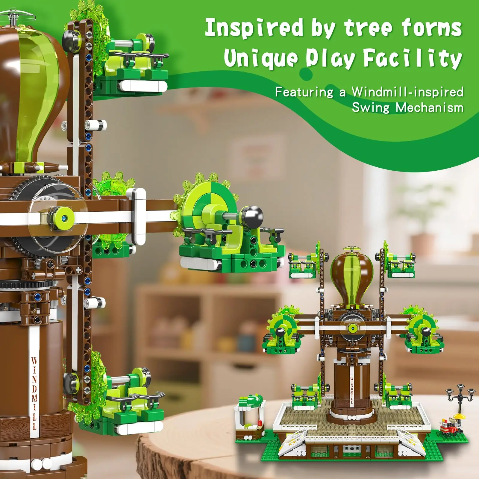 مولد كينج 11026 ألعاب الملاهي الفنية شجرة الطبيعة الآلية طاحونة بنة الطوب الاطفال هدية الكريسماس #4