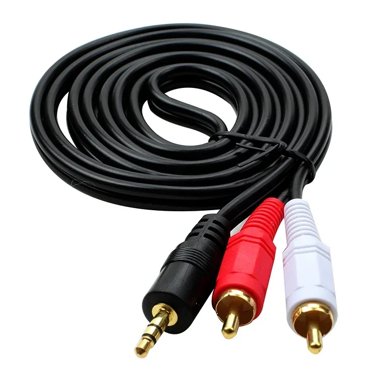 3.5mm Plug Jack Connector to 2 RCA Male Music Stereo Adapter Cable Audio AUX Line for Phones TV Sound Speakers 1.5m/20m