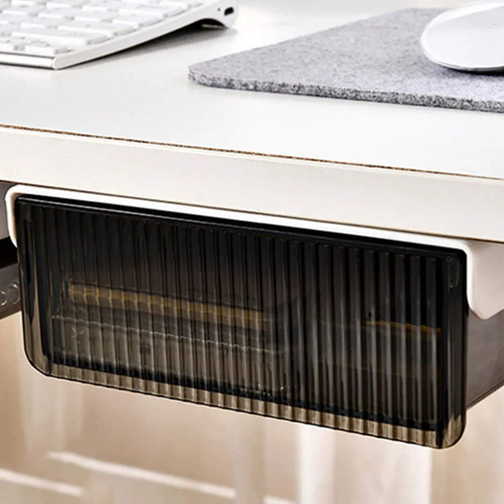 

Under Desk Drawer Type Stationery Storage Box Premium Plastic Nail-Free Desktop Organizer For Office School Study Room