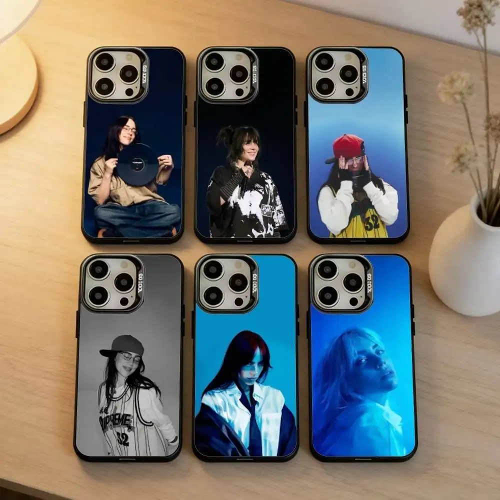 

SINGER B-Billie E-Eilish Blue Vibe Phone Case For iPhone17, 16,15,14,13,12 Pro Max Black Candy Matte Shockproof Cover