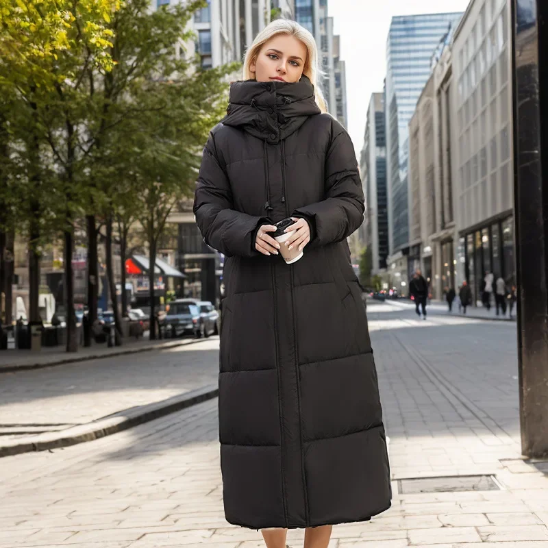 Parka rembourrée en duvet de coton pour femme, veste X-Long, manteau sur le genou, grande couette, nouveau, hiver, 2023