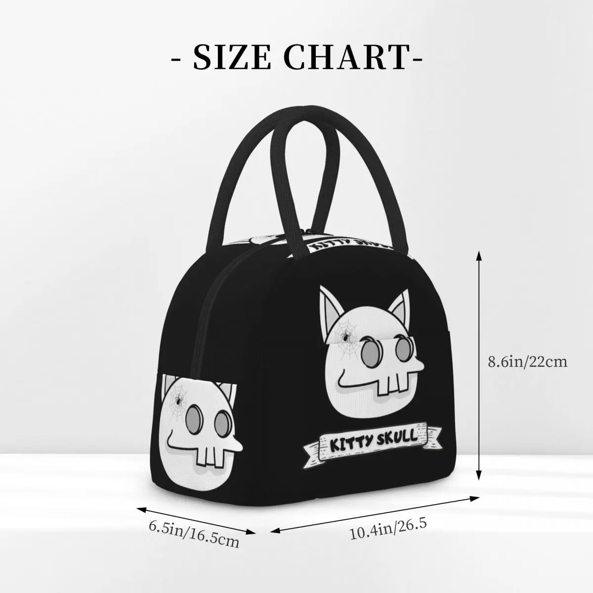 كيتي الجمجمة L مضحك هالوين الهيكل العظمي القط معزول حقيبة الغداء للنساء الأطفال مانعة للتسرب صناديق الطعام علب الاغذية الحرارية حمل #2