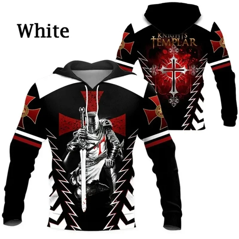 Knights Templar Hoodies Men 3D Medieval Soldier Armor Printed Hoodie Vintage Streetwear Fashion Sports Pullovers Womens Clothing