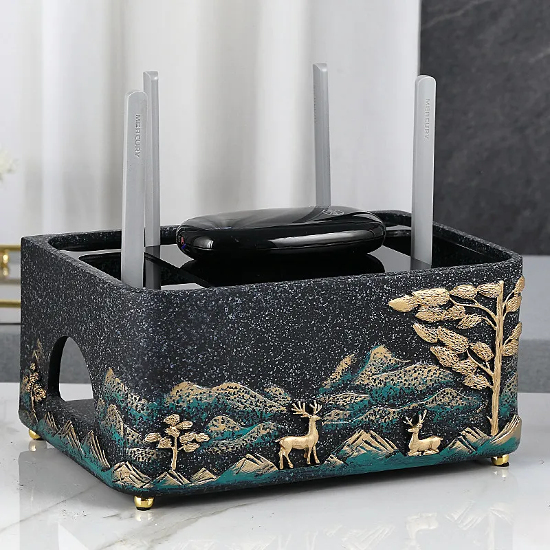 

Двухслойный органайзер для модемов и кабелей из полимерной смолы, коробка для хранения, крышка для розеток в гостиной, настольный органайзер для проводов, контейнер для домашней организации кабелей