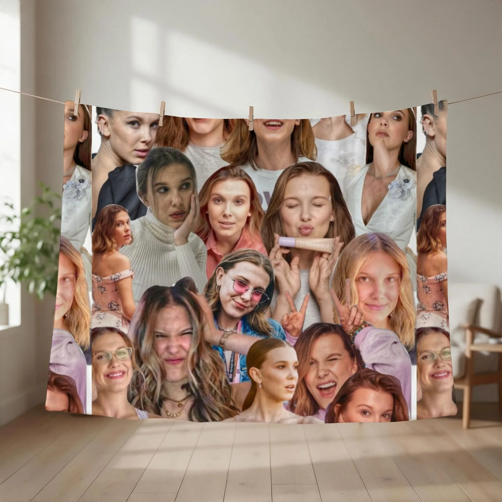 Millie Bobby Brown Edit Collage by Stasii Throw Blanket heavy to sleep Decoratives Kid'S Beach Blankets