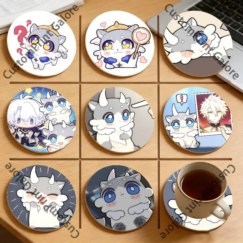 

Beagle Coconut Natural Pine Wood Round Coasters Non-Slip Heat-Resistant Cup Mats for Coffee Drinks