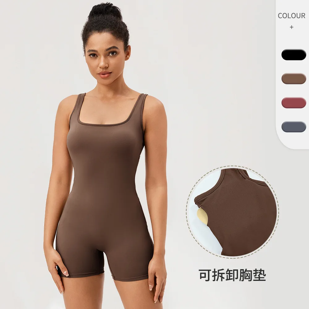 

Jumpsuit with Chest Pad Women's Naked Tight Hip Lifting Jumpsuit Running Sportswear