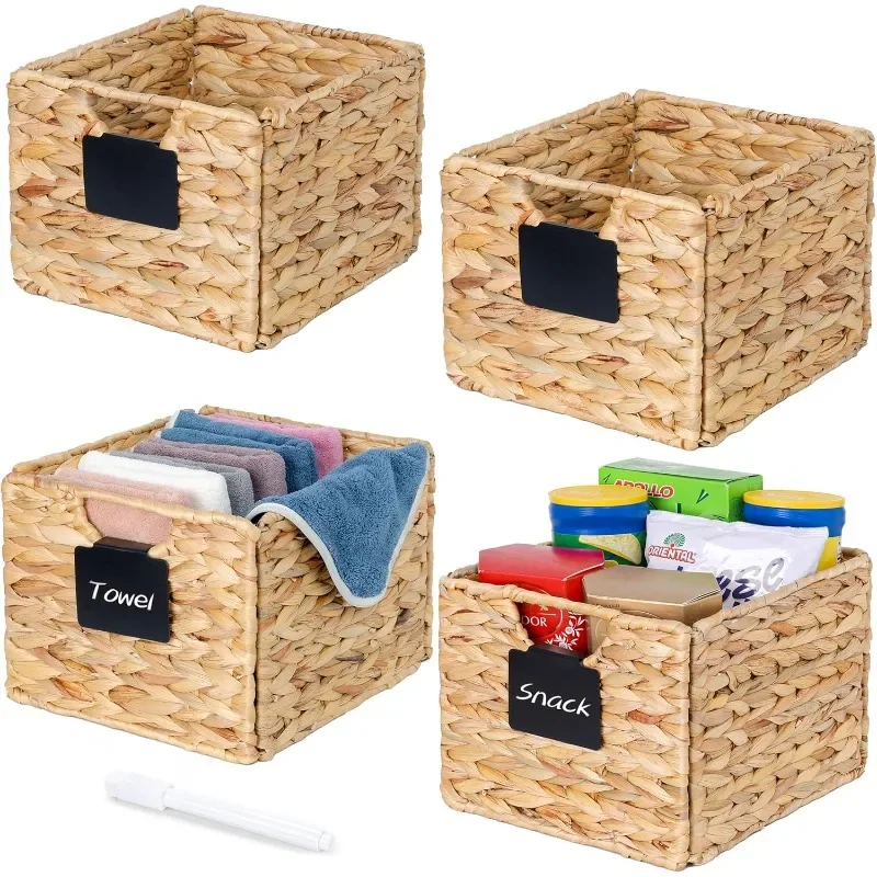 

Baskets with Labels, Wicker Storage Basket, Storage Baskets for Shelves Pantry Baskets Organization,Kitchen Storage