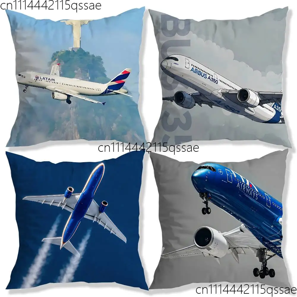 A-Airbus A340 350 380 Aircraft Pillow Case Square Bedroom Sofa Leisure Comfort Cushion Car Home Decoration