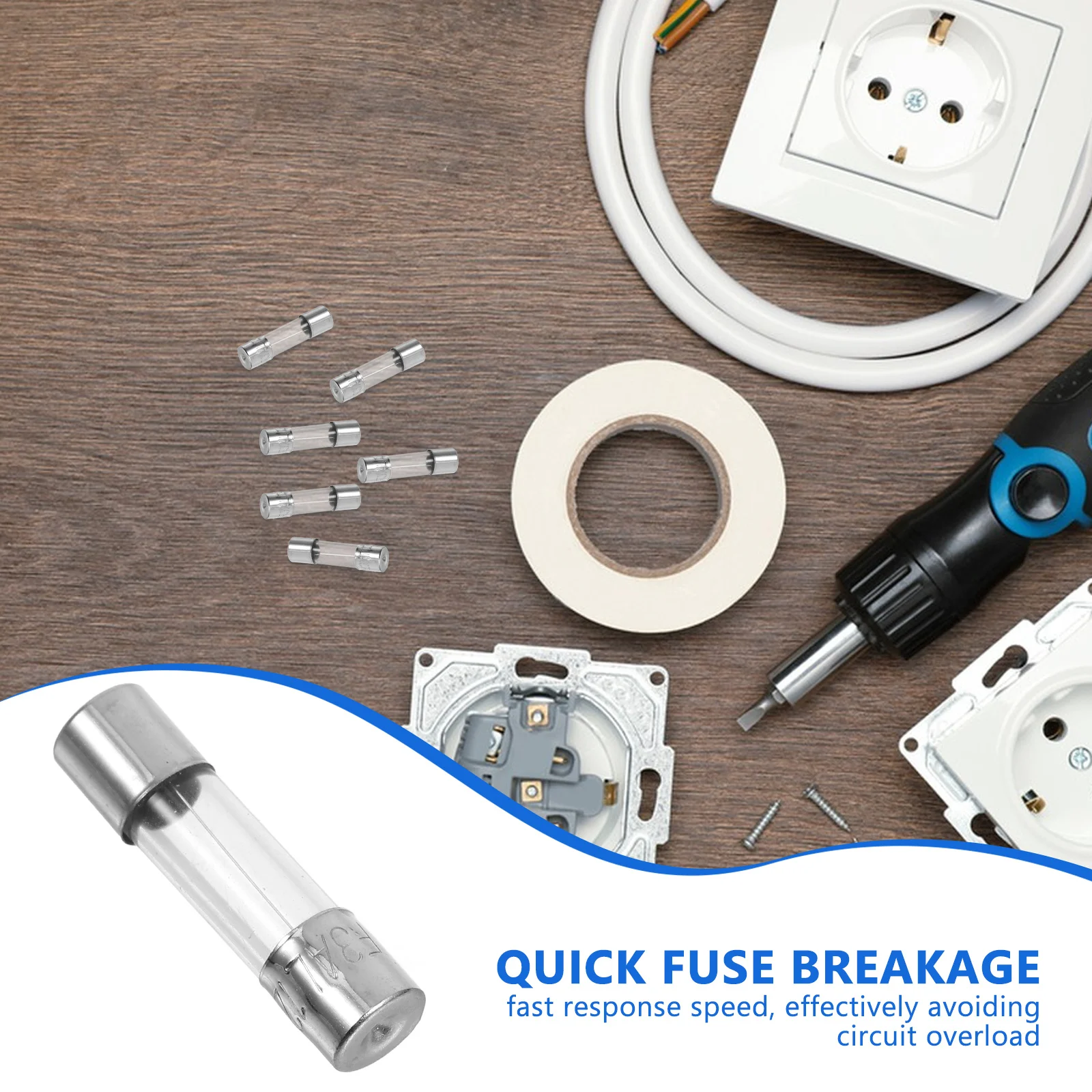 20 قطعة 125 فولت 5x20 مللي متر الزجاج فيوز سريع المفعول الميكروويف الحماية الحرارية استبدال عدة الأجهزة المنزلية سلامة الميكروويف فيوز