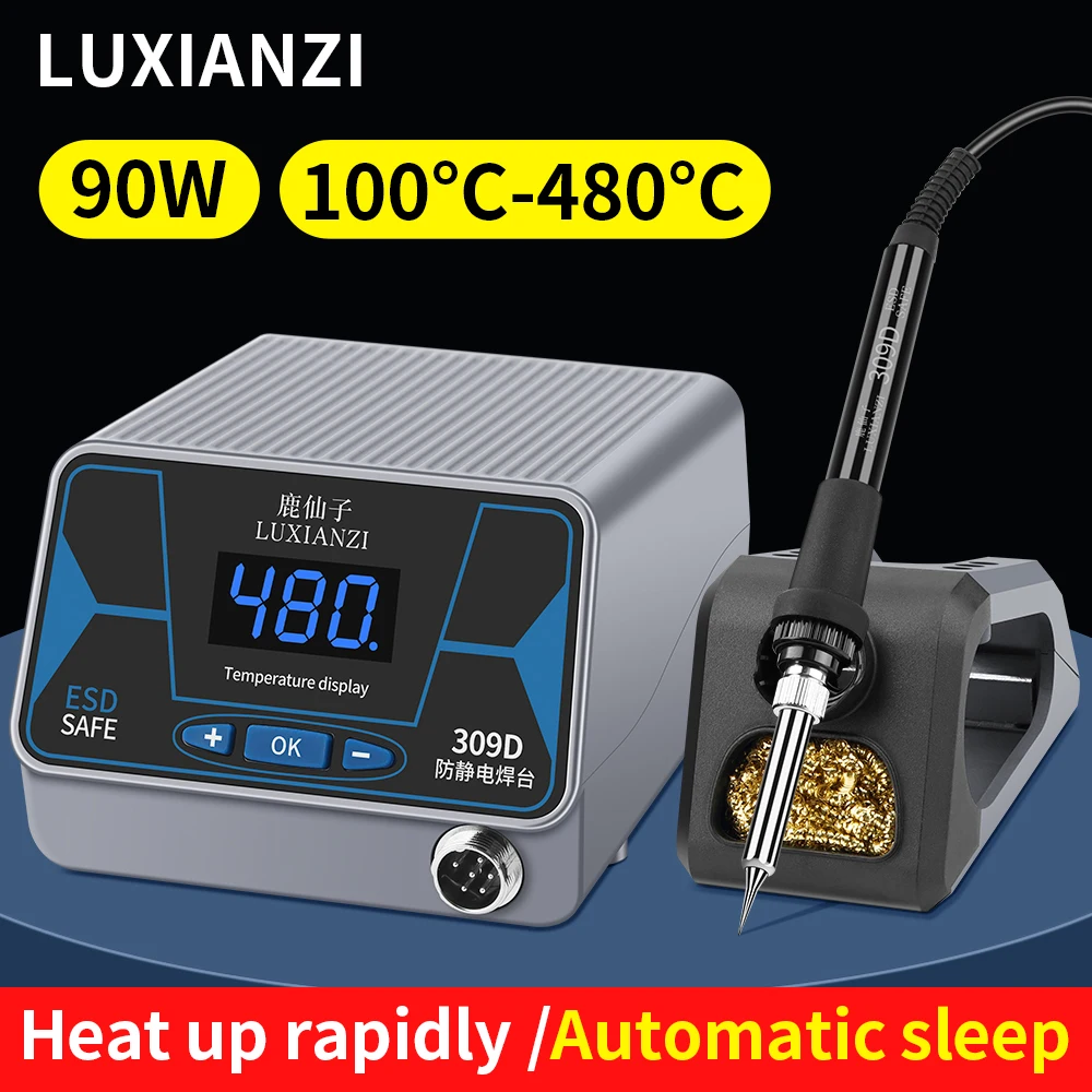 LUXIANZI 70w/90W Soldering Station with Sleep Mode Adjustable Temperature Electronics Repair Rework Tool Electric Solder Iron