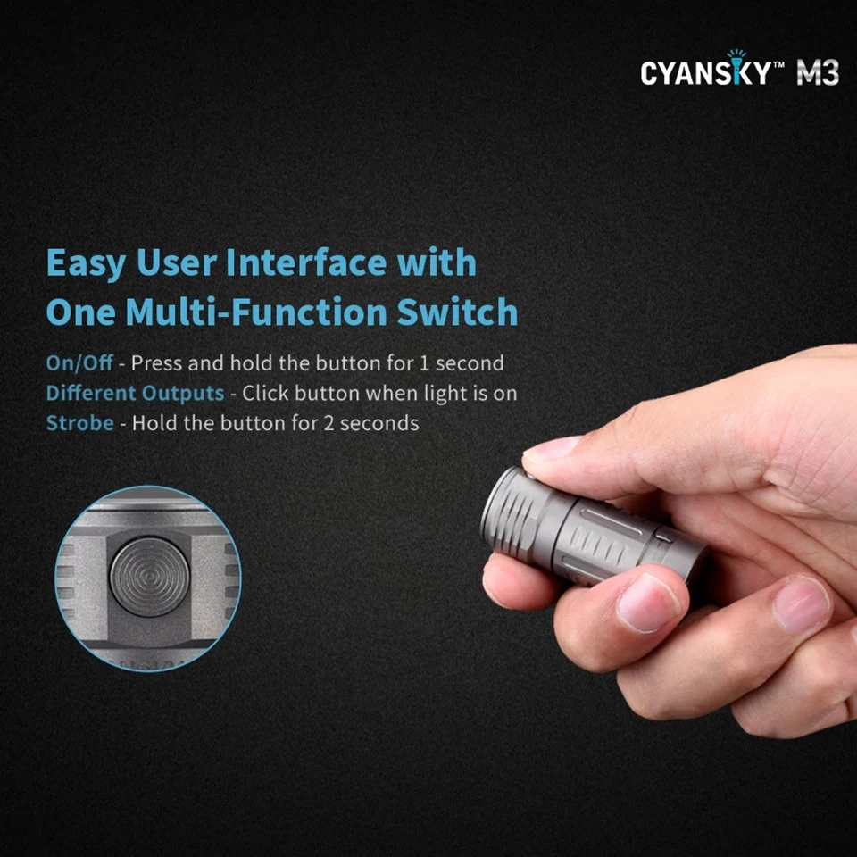 Cyansky M3 EDC Titanium Flashlight Mini Strong Powerful Flashlight LED Small Self-defense Outdoor Waterproof Household Portable