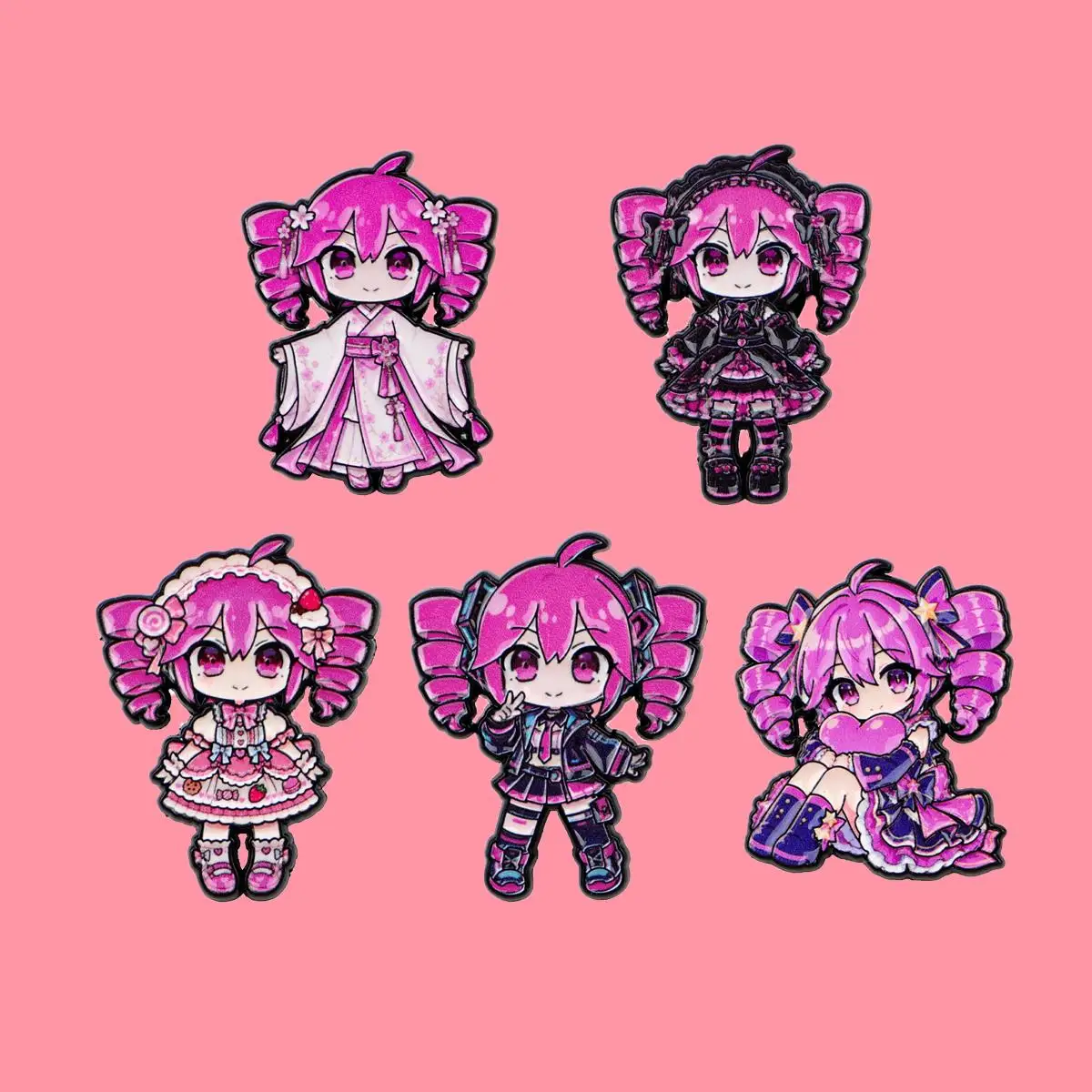 Süße Cartoon-Mädchen-Brosche mit rosa Haaren und Tüllrock, Emaille-Pins, Abzeichen für Rucksack, Kleidung, Accessoires, Schmuck, Geschenk für Freunde