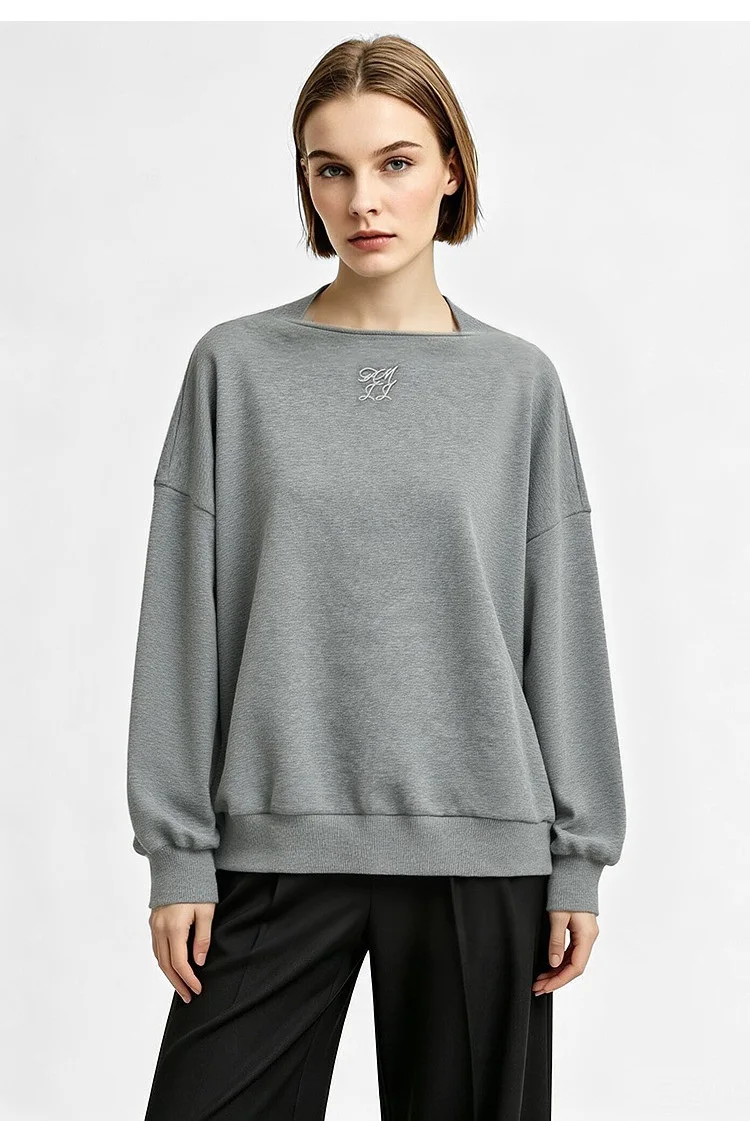 Amii Women's Oversize Sweatshirt Long Sleeve Letter Graphic Drop Shoulder Casual Loose Tops 2026 Autumn Female Clothing 12623134