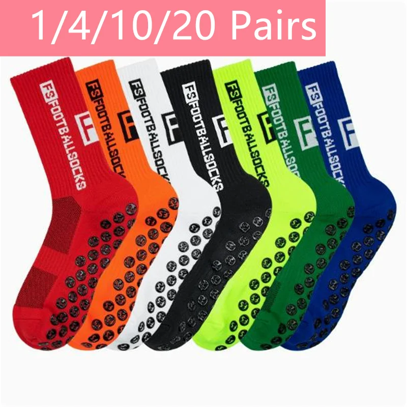 1/4/10/20 pair of football socks men's sports socks mid-calf socks silicone non-slip dot socks basketball yoga socks for women