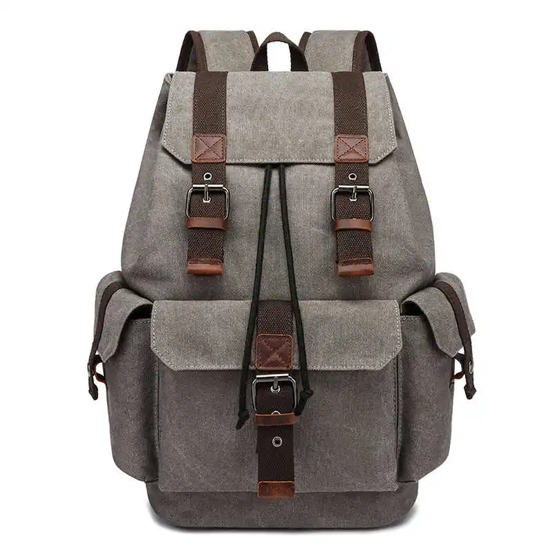 Travel Canvas Backpack Drawstring Double Shoulder Bag for High School College Students Laptop Travel Bag Korean Style Bookbag