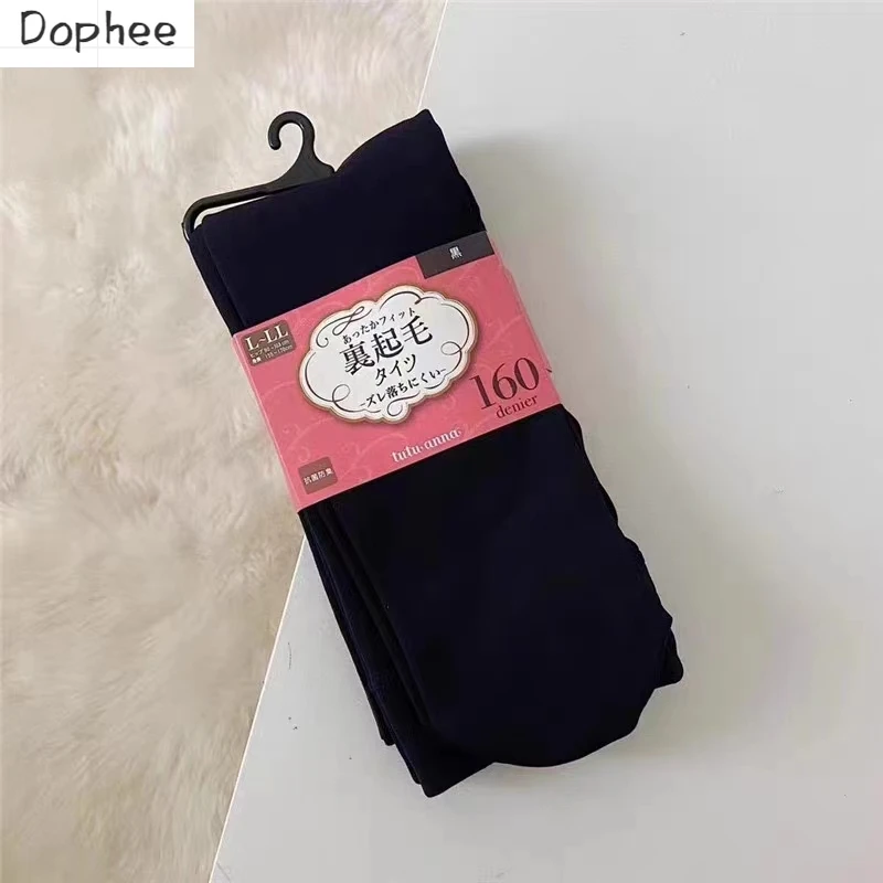 

Dophee New Autumn Winter Warm Tights Solid Black High Stretch Thicken Fleece Leggings Sexy Women Bottoming Long Stocking