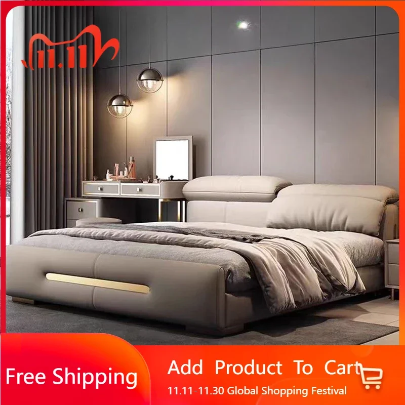 

Wooden Luxury Bed Queen Modern Bedroom Sun Double Headboards Modern Bed Capsule Girls Design European Beliche Trendy Furniture