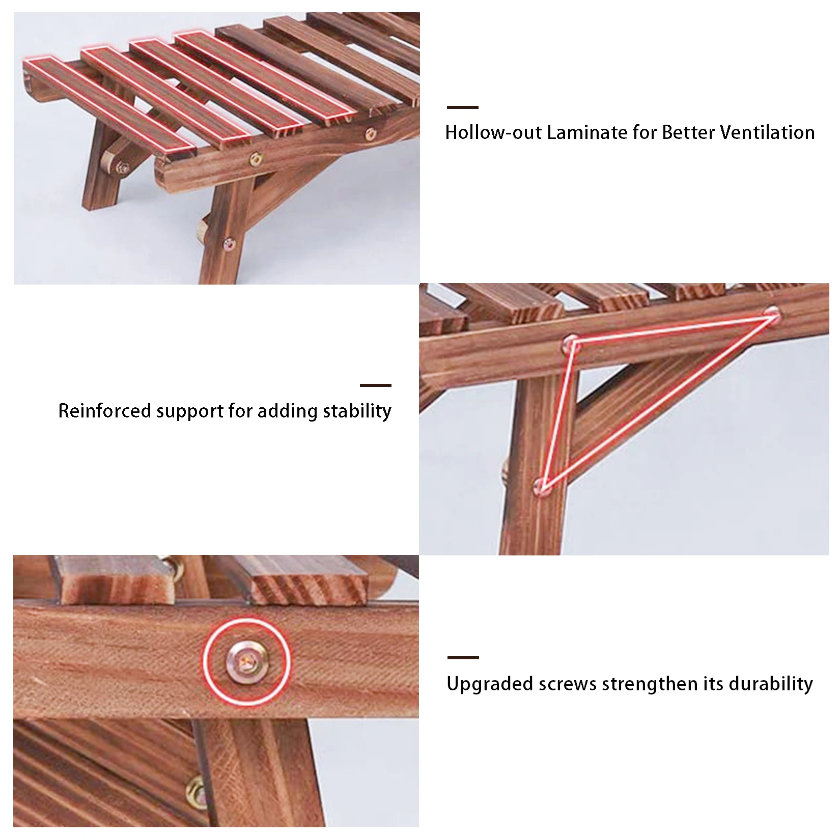 مجموعة من 3 حامل نباتات خشبية، أواني زهور سلم مستطيلة، رف عرض نباتات داخلي خارجي، تخزين لشرفة المنزل والحديقة والفناء