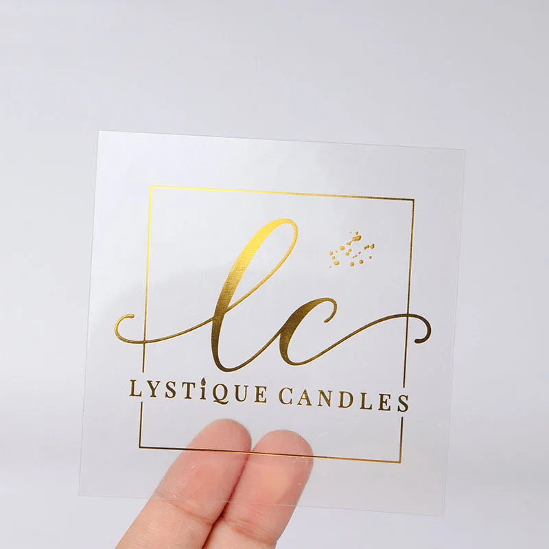 Rectangular 100 Pcs/thank Label Transparent Gold Foil Any Size Custom Company Label 4x2cm